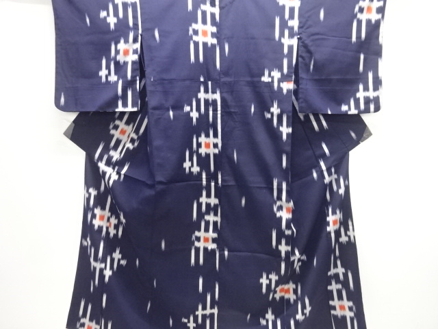 大正ロマン　抽象模様織出しお召単衣着物